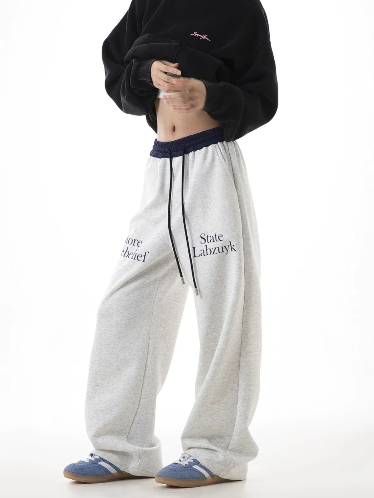 ICH MODE American retro straight-leg sweatpants sweatpants women's loose spring and autumn wide-leg casual pants bf lazy style