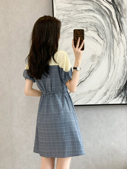 French high-end polo dress spring and autumn skirt women's 2024 new waist shirt skirt a-line skirt summer