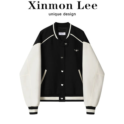 XinmonLee American retro niche baseball jacket jacket women's autumn and winter design loose slim top