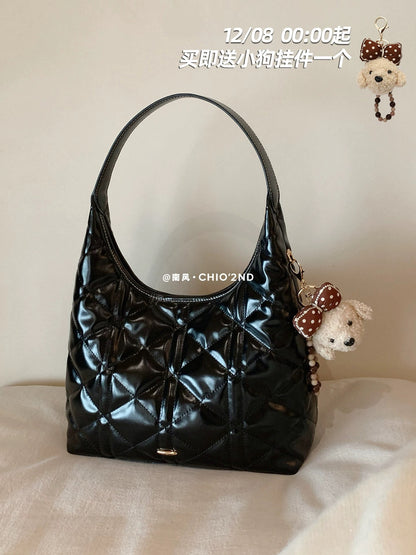 Chio2nd Mong Kok Neon Tote Bag, Women's Diamond Pattern Hobo Handbag, Commuter Shoulder Bag/Underarm Bag