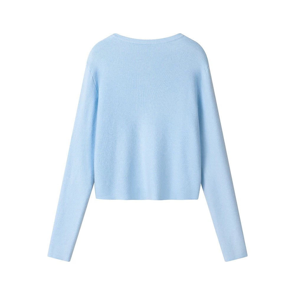 XinmonLee spring French all-match lazy style gentle temperament slim embroidered knitted cardigan short jacket