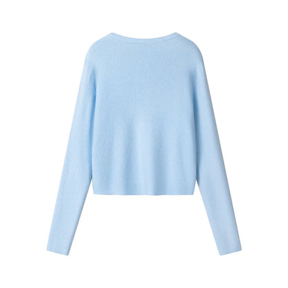 XinmonLee spring French all-match lazy style gentle temperament slim embroidered knitted cardigan short jacket