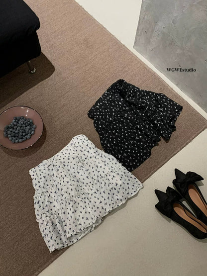 Tea break French retro temperament skirt female new summer slim skirt floral cake skirt a-line skirt
