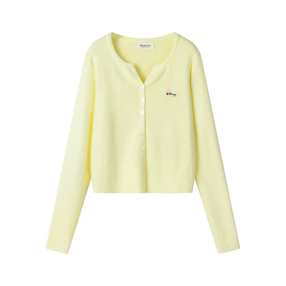 XinmonLee spring French all-match lazy style gentle temperament slim embroidered knitted cardigan short jacket
