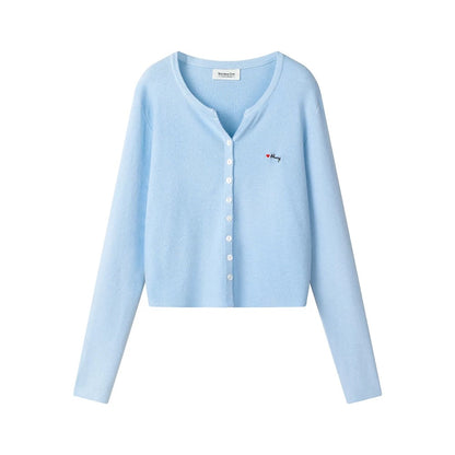 XinmonLee spring French all-match lazy style gentle temperament slim embroidered knitted cardigan short jacket