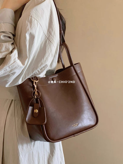 Chio2nd Film Time Tote Bag for Women, Simple, Versatile, and Stylish Basket Shoulder Bag