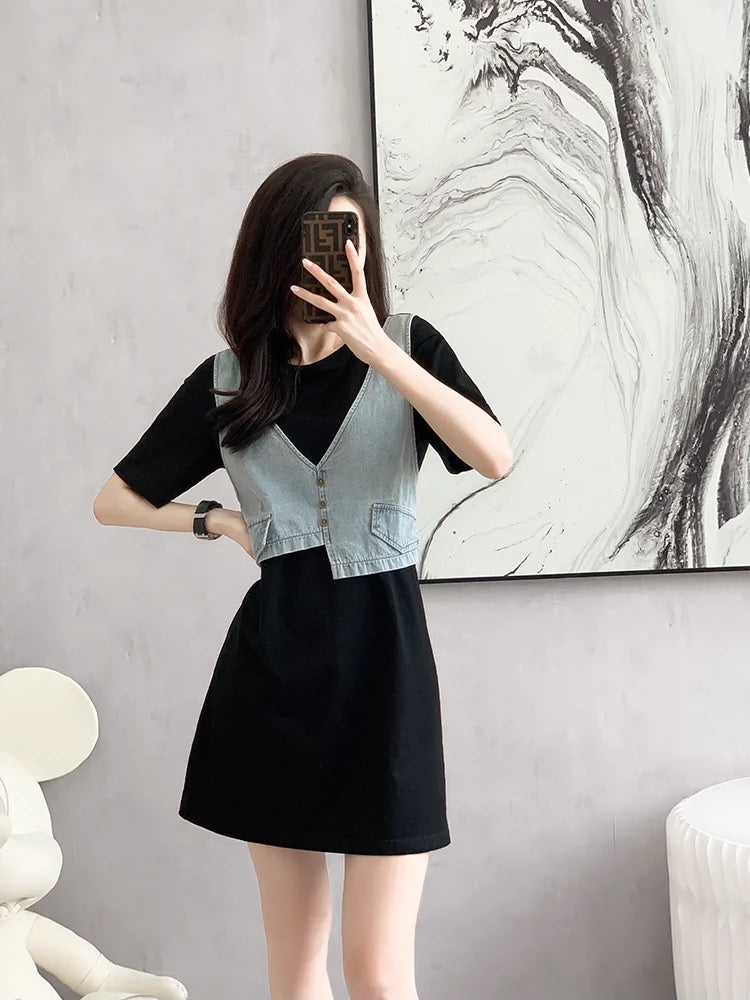 High-end exquisite a-line dress 2024 summer new style small slim skirt cowgirl high-end spring wear