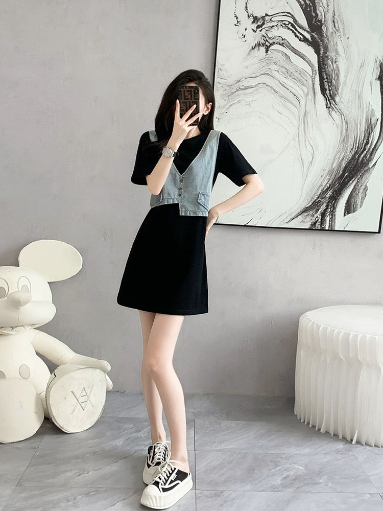 High-end exquisite a-line dress 2024 summer new style small slim skirt cowgirl high-end spring wear