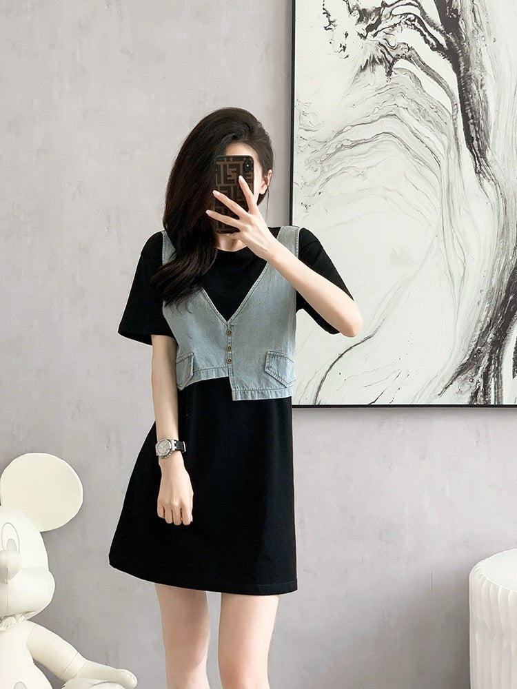 High-end exquisite a-line dress 2024 summer new style small slim skirt cowgirl high-end spring wear