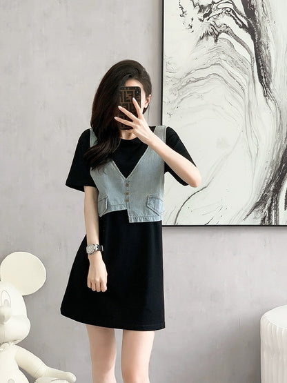 High-end exquisite a-line dress 2024 summer new style small slim skirt cowgirl high-end spring wear