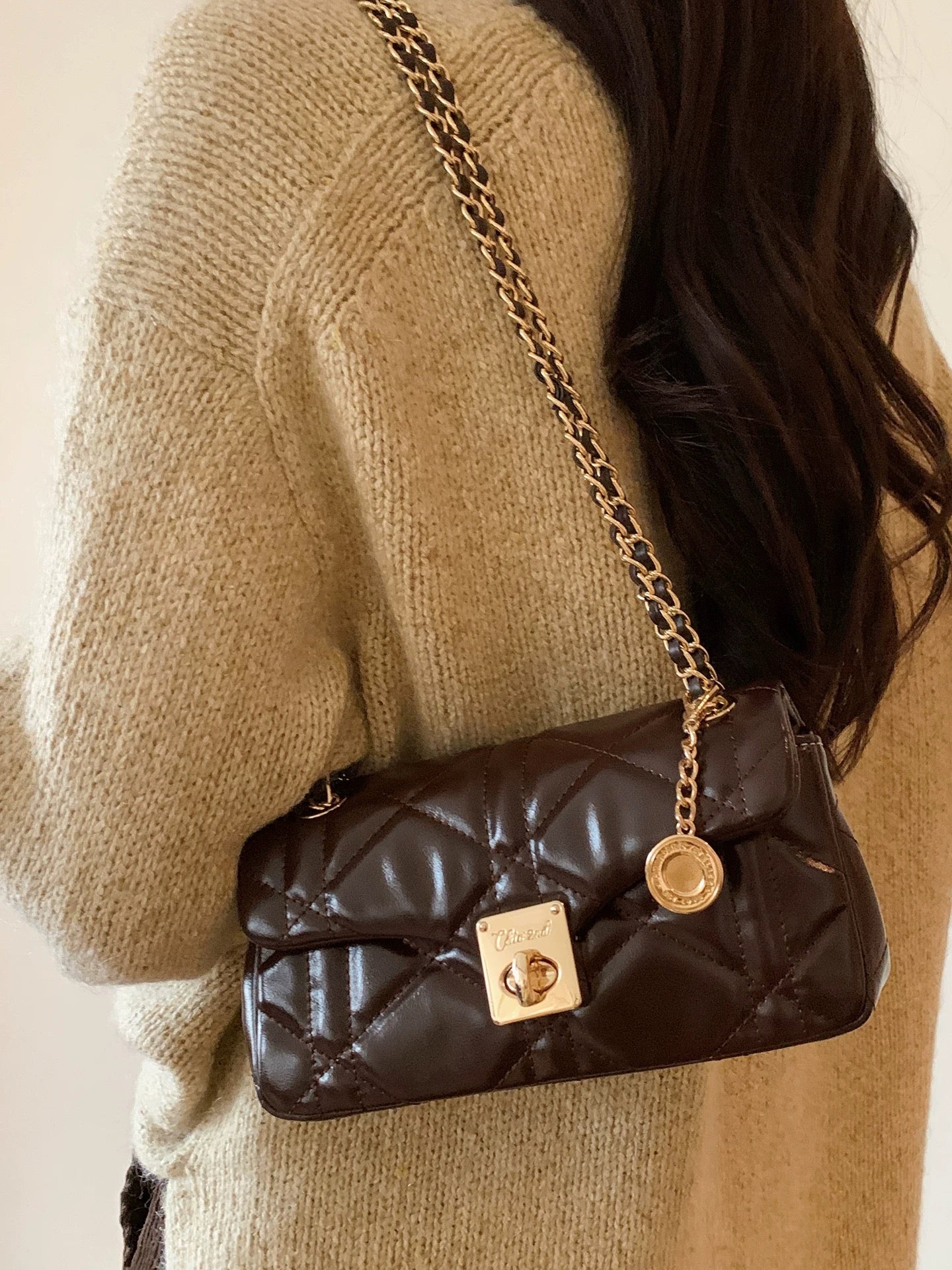Chio2nd Romantic Prelude Small Square Bag for Women, 2025 New Arrival, Diamond Pattern Chain Bag, Shoulder Bag/Crossbody Bag