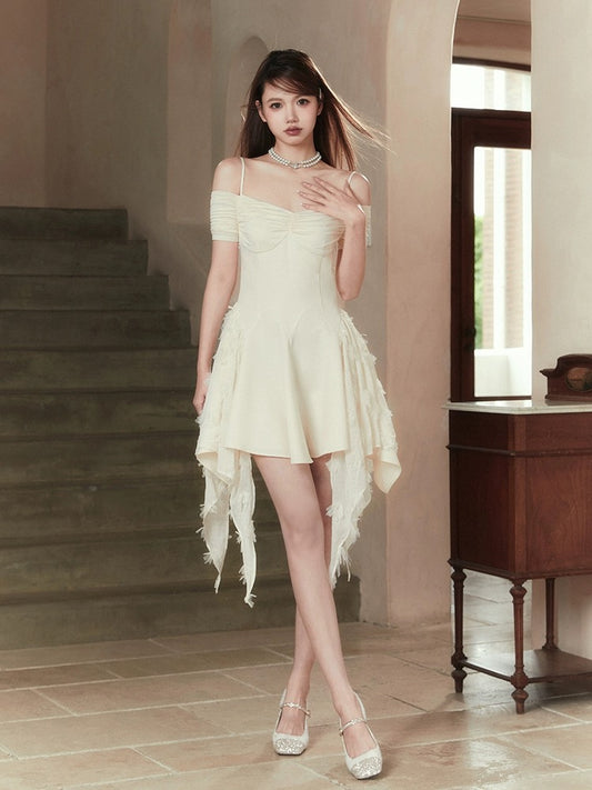 IvyNyLon 2023 new summer high-end long dress one-shoulder broken skirt fairy dress