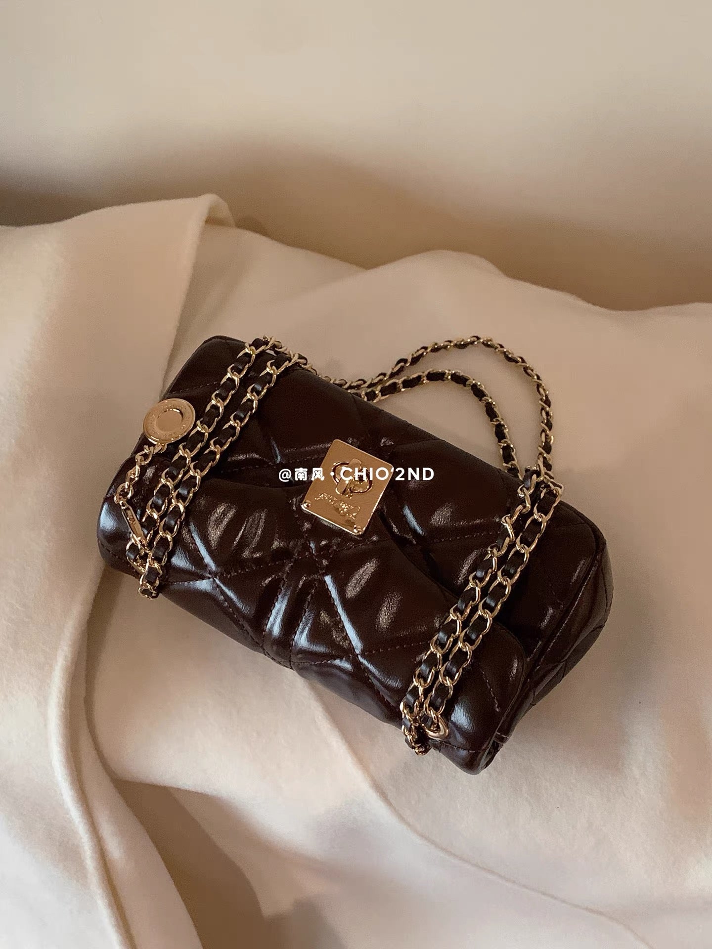 Chio2nd Romantic Prelude Small Square Bag for Women, 2025 New Arrival, Diamond Pattern Chain Bag, Shoulder Bag/Crossbody Bag