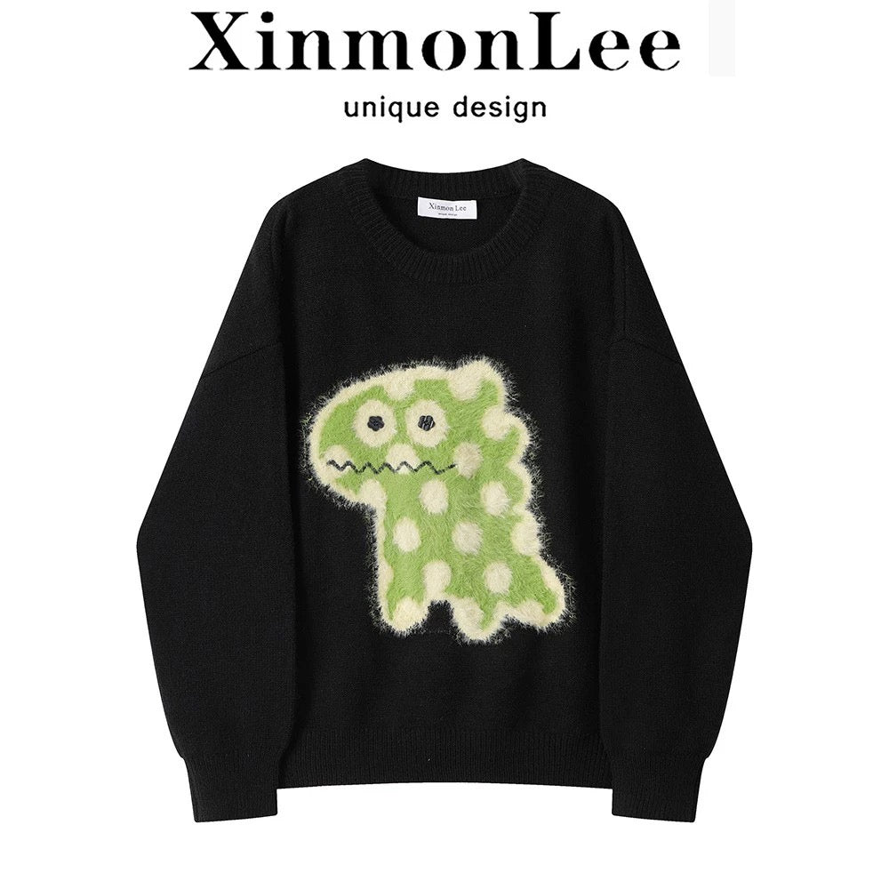 XinmonLee high-grade black round-neck sweater winter women's temperament and age-reducing inner top