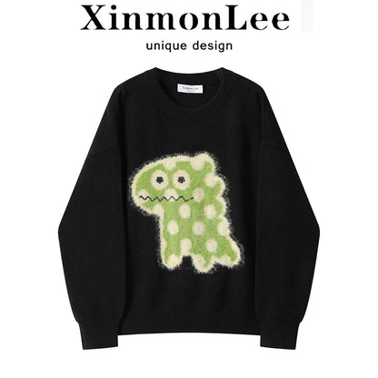 XinmonLee high-grade black round-neck sweater winter women's temperament and age-reducing inner top