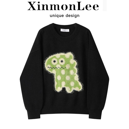 XinmonLee high-grade black round-neck sweater winter women's temperament and age-reducing inner top