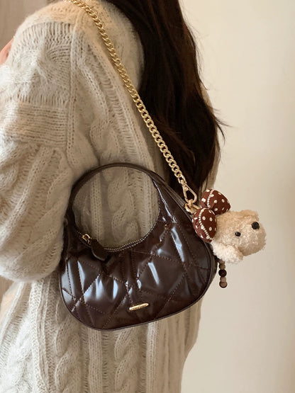 Chio2nd Princess Diana Evening Dumpling Bag, Mini Handbag, Crescent Moon Style, Chain Shoulder/Crossbody Bag