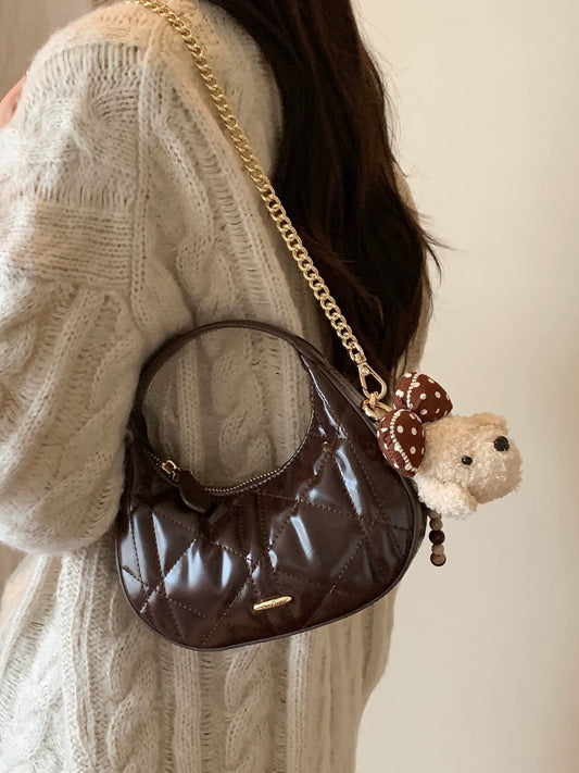 Chio2nd Princess Diana Evening Dumpling Bag, Mini Handbag, Crescent Moon Style, Chain Shoulder/Crossbody Bag