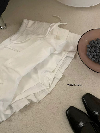 White cake skirt spring and summer high waist small size puffy skirt short a-line hip-covering slim drawstring skirt