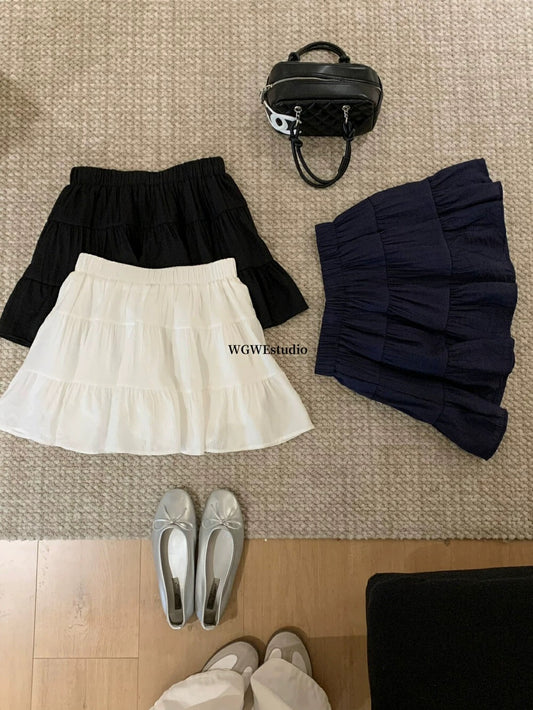 Seriously selling the new spring ballet pleated skirt casual elastic high waist anti-exposure A-line short skirt for women