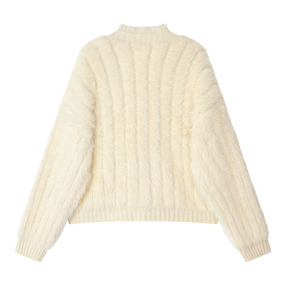 XinmonLee Korean sweet and gentle style three-dimensional flower design sense of foreign style beautiful casual soft waxy sweater winter