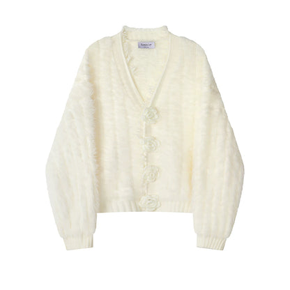 XinmonLee Korean sweet and gentle style three-dimensional flower design sense of foreign style beautiful casual soft waxy sweater winter