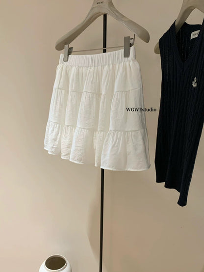 Seriously selling the new spring ballet pleated skirt casual elastic high waist anti-exposure A-line short skirt for women