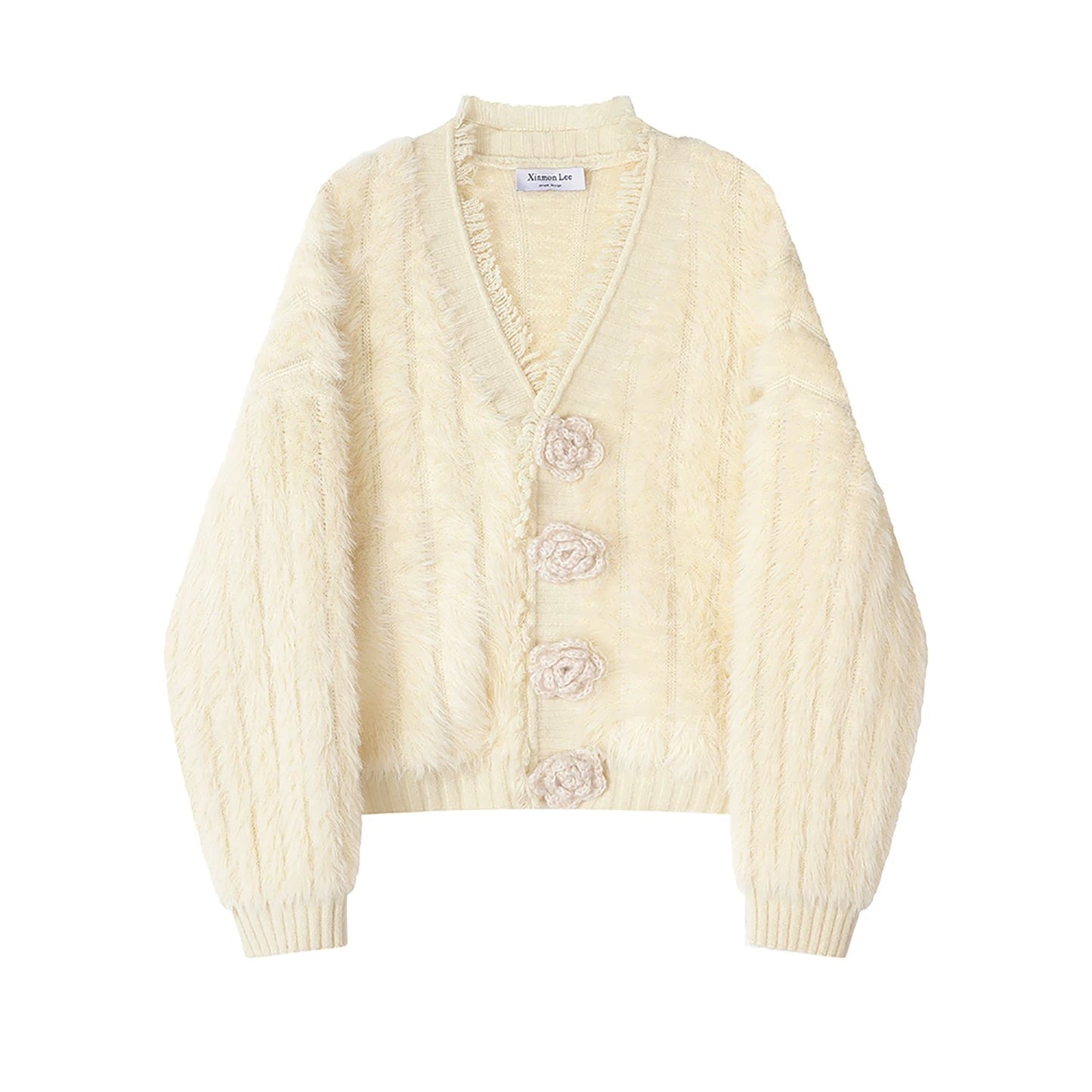 XinmonLee Korean sweet and gentle style three-dimensional flower design sense of foreign style beautiful casual soft waxy sweater winter