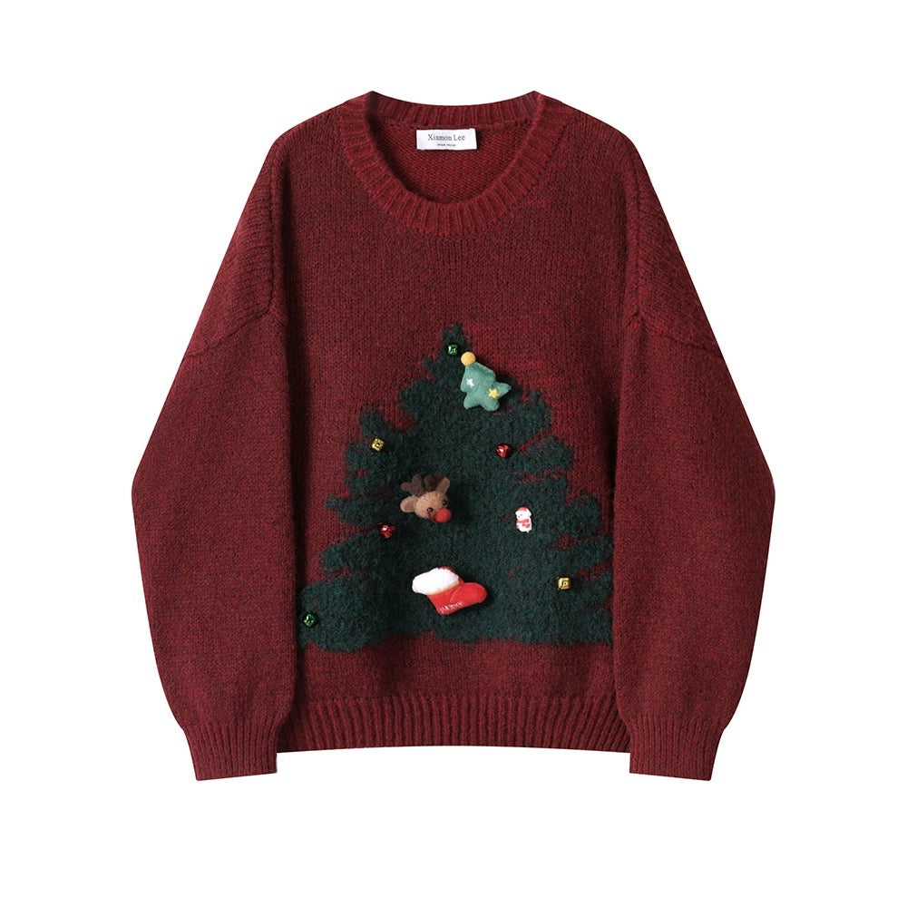 XinmonLee this year's popular beautiful sweaters knitted sweaters autumn and winter women's high-end temperament Christmas bottoming shirts