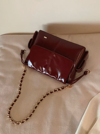 Chio2nd Winter Truffle Shoulder Bag, High-End, Unique, and Distinctive Style, Women's Glossy Textured Crossbody Bag