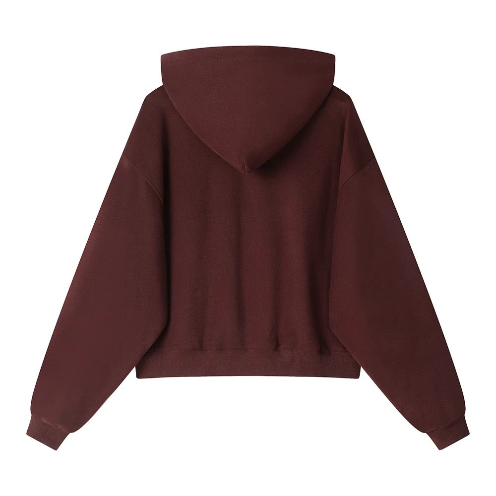 XinmonLee high-grade red retro letter embroidered sweater hooded cardigan jacket slim temperament autumn and winter