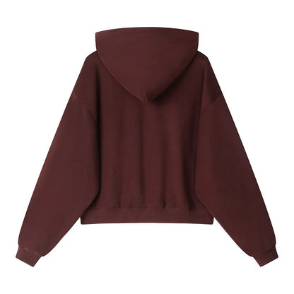 XinmonLee high-grade red retro letter embroidered sweater hooded cardigan jacket slim temperament autumn and winter