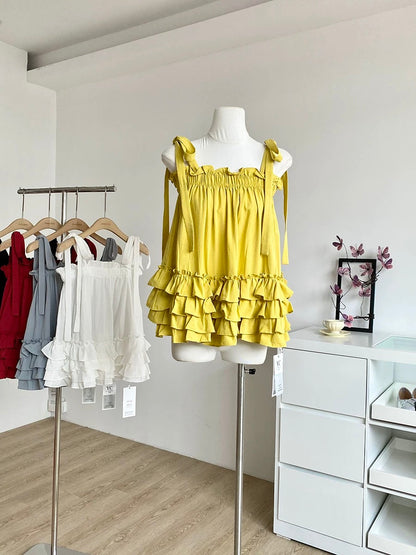2025 summer new Korean style sweet wood ear edge age-reducing versatile camisole casual temperament tops for women
