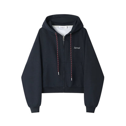 XinmonLee high-grade red retro letter embroidered sweater hooded cardigan jacket slim temperament autumn and winter