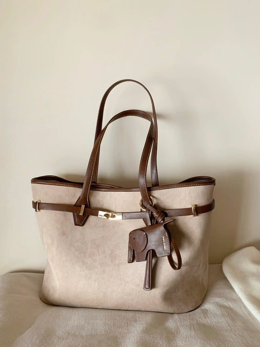 Chio2nd Snow Night Warm Light Tote Bag for Women, Large Capacity, Brown, Elegant Commuter Bag, Handbag/Shoulder Bag