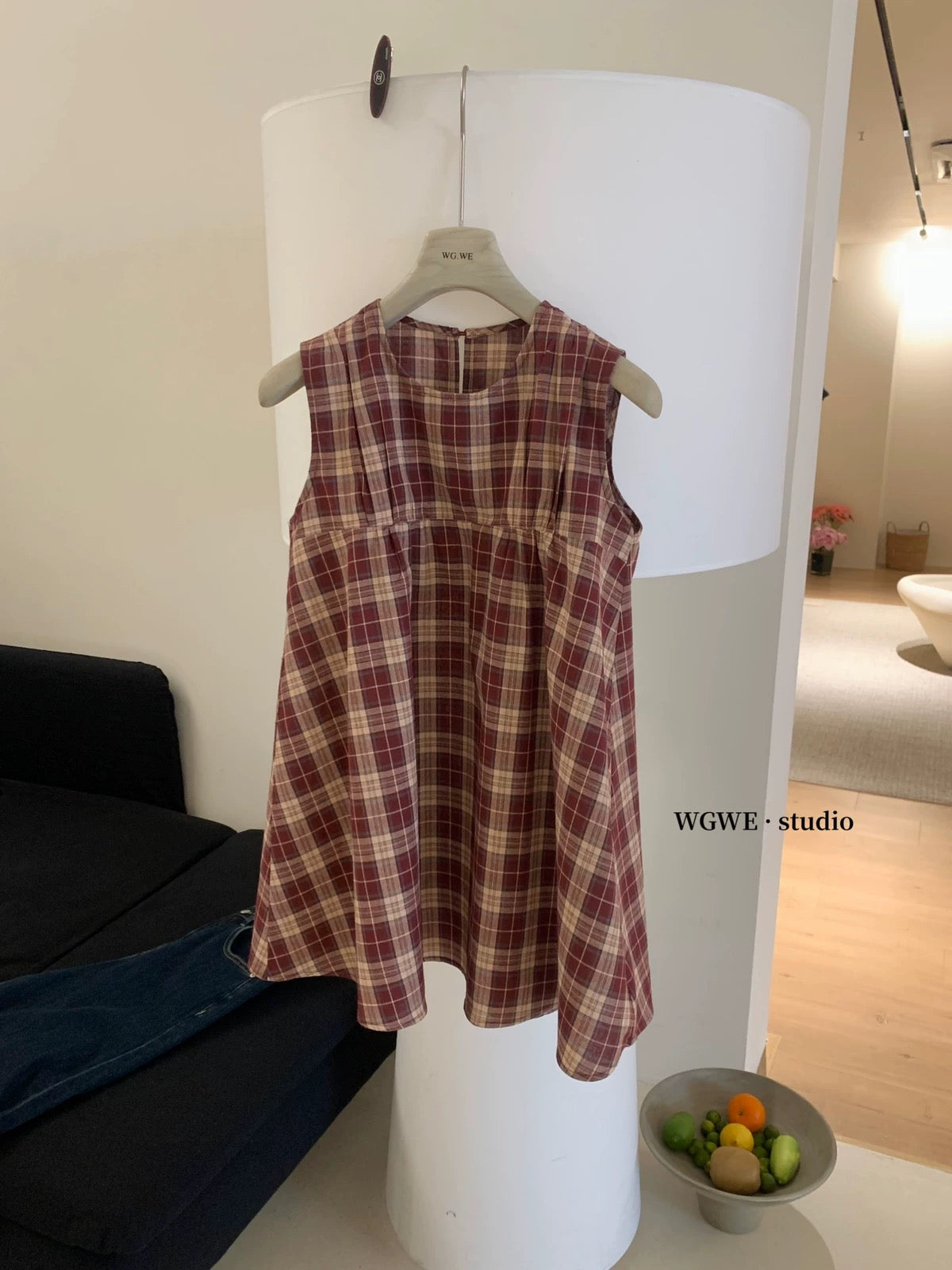French design niche plaid vest shirt women's summer lazy loose sleeveless babydoll shirt top small shirt