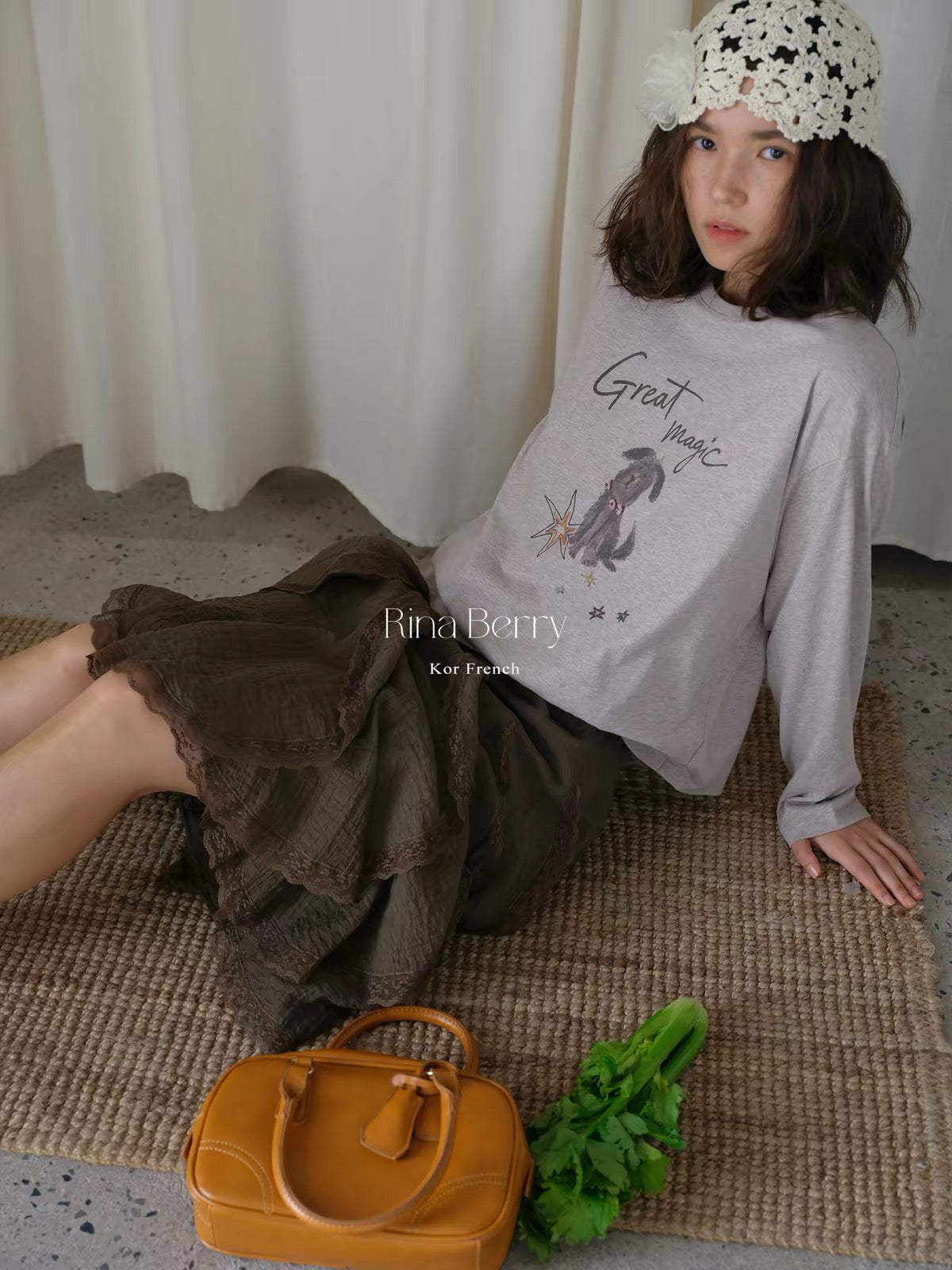Rina Berry Lyocell-and-Lace Paneled Petal-Style Skirt – A Flowy, Asymmetrical A-Line Maxi Skirt for Autumn