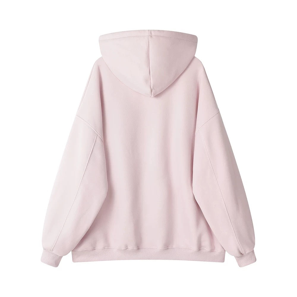 XinmonLee age-reducing loose hooded plus velvet embroidered letter design winter Korean lazy style sweater jacket