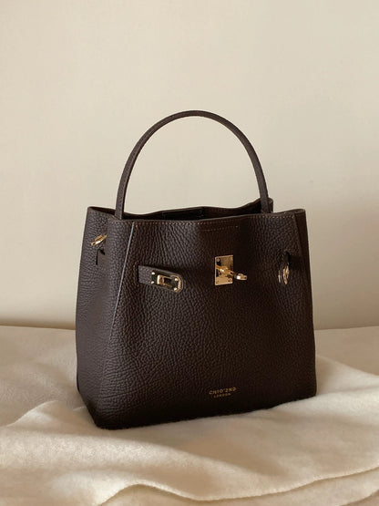 Chio2nd Top Grain Leather New York Image Handbag for Women, Suitable for Commuters, Shoulder Bag, Crossbody, Kelly Bag