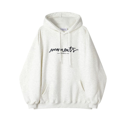 XinmonLee age-reducing loose hooded plus velvet embroidered letter design winter Korean lazy style sweater jacket