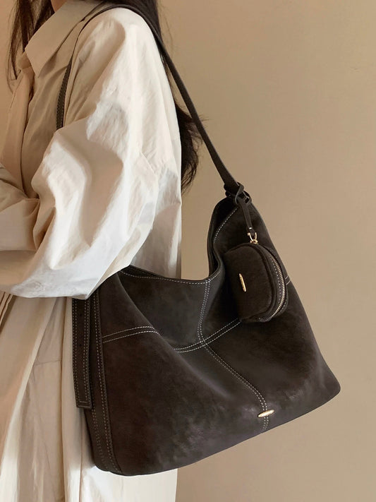 Chio2nd Autumn Warm Fleece Tote Bag for Women, 2025 New Style, Autumn/Winter Commuter Bag, Shoulder Bag, Crossbody Bag, Large