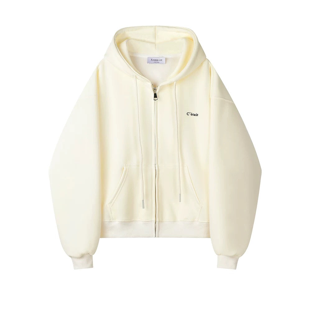 XinmonLee Korean version of simple loose slim casual jacket early autumn age-reducing all-match hooded sweater cardigan women