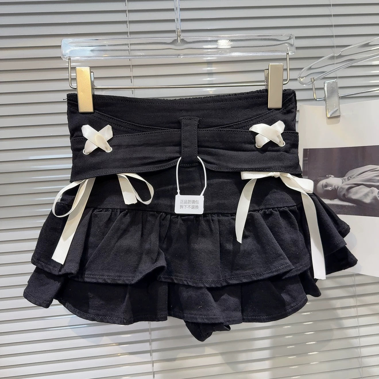 Internet celebrity same style 2025 summer new street sweet cross tie knot denim short skirt cake skirt skirt female