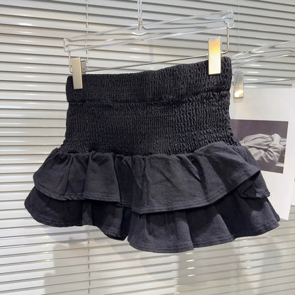Internet celebrity same style 2025 summer new street sweet cross tie knot denim short skirt cake skirt skirt female