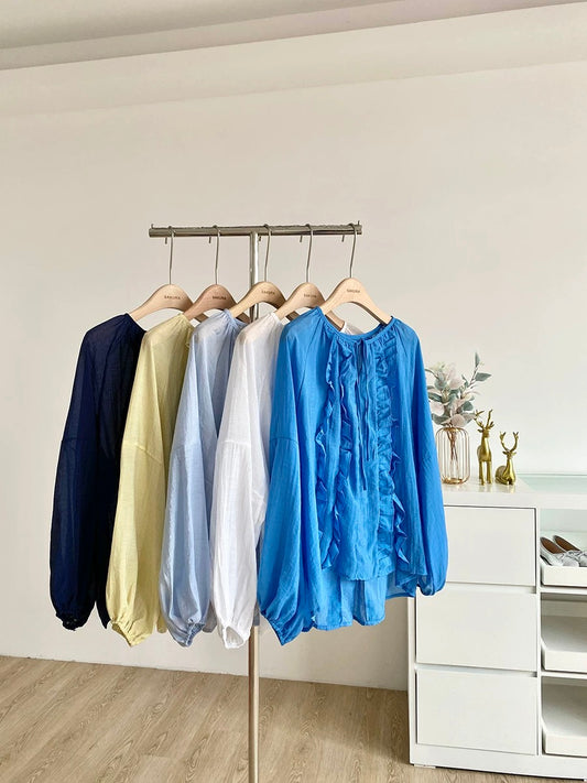 2025 summer new Korean ins solid color wood ear edge straps sweet age-reducing shirt casual loose tops for women