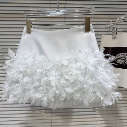 Internet celebrity same style 2025 summer new French lady mesh three-dimensional petal design short skirt A-line skirt half skirt