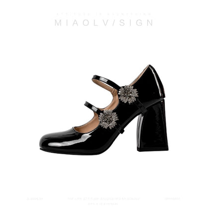 "Wonderful Couple" Early Spring Dream ~ Thick Heel High Heels 2024 Early Spring French Mary Jane Shoes Pink Single Shoes for Women