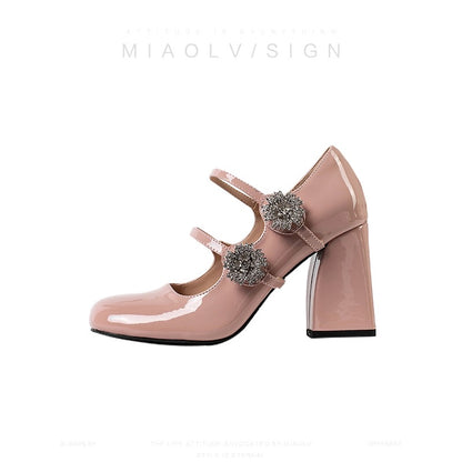 "Wonderful Couple" Early Spring Dream ~ Thick Heel High Heels 2024 Early Spring French Mary Jane Shoes Pink Single Shoes for Women