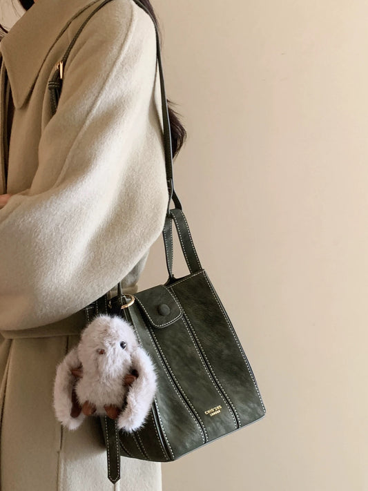 Chio2nd Autumn Dew Green Grass Bucket Bag 2025 - Super Cute Women's Handbag, Shoulder Bag, Crossbody Bag