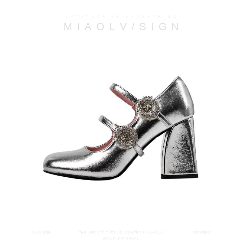 "Wonderful Couple" Early Spring Dream ~ Thick Heel High Heels 2024 Early Spring French Mary Jane Shoes Pink Single Shoes for Women